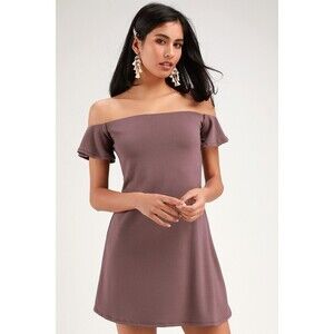 Lulus Kiss Keeper Dusty Purple Off-the-shoulder Swing Dress - Size S
